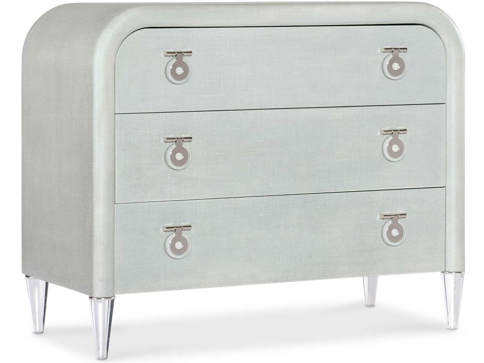 Melange Julip Accent Chest in Seafoam Green Linen with Acrylic Legs