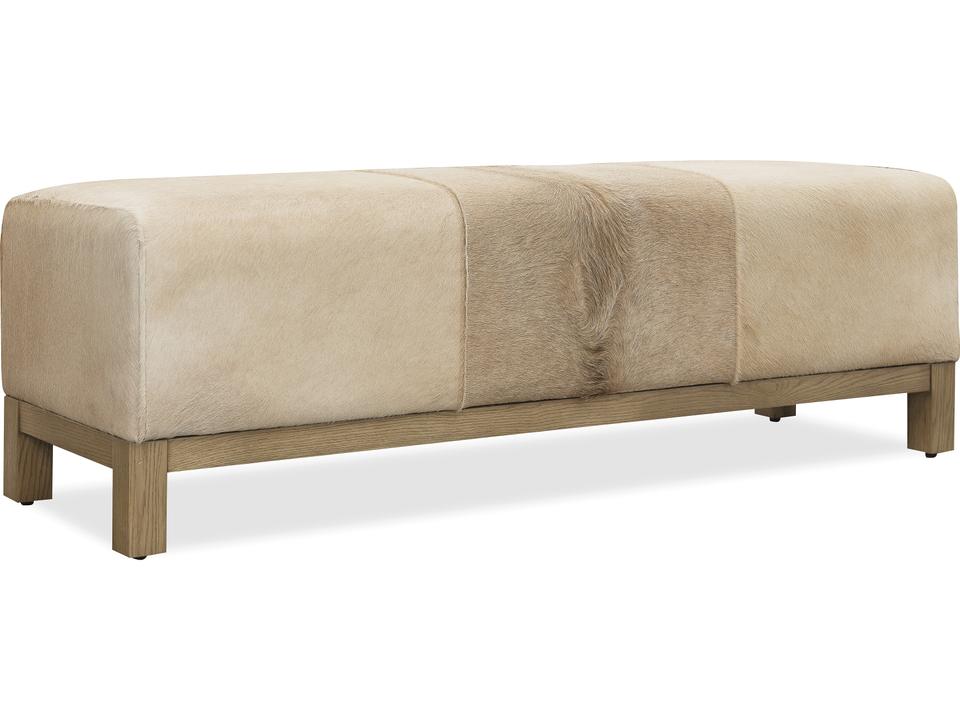 Melange Holy Cow Bench with Hair-on-Hide Seat and Oak Base