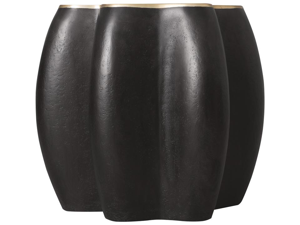 Melange Even and Flow Round End Table with Gold Leaf Top