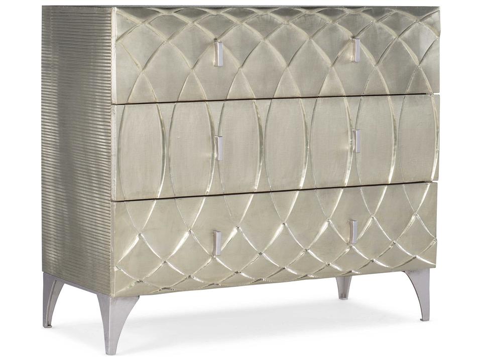 Melange Mathilda Three Drawer Chest in German Silver Foil