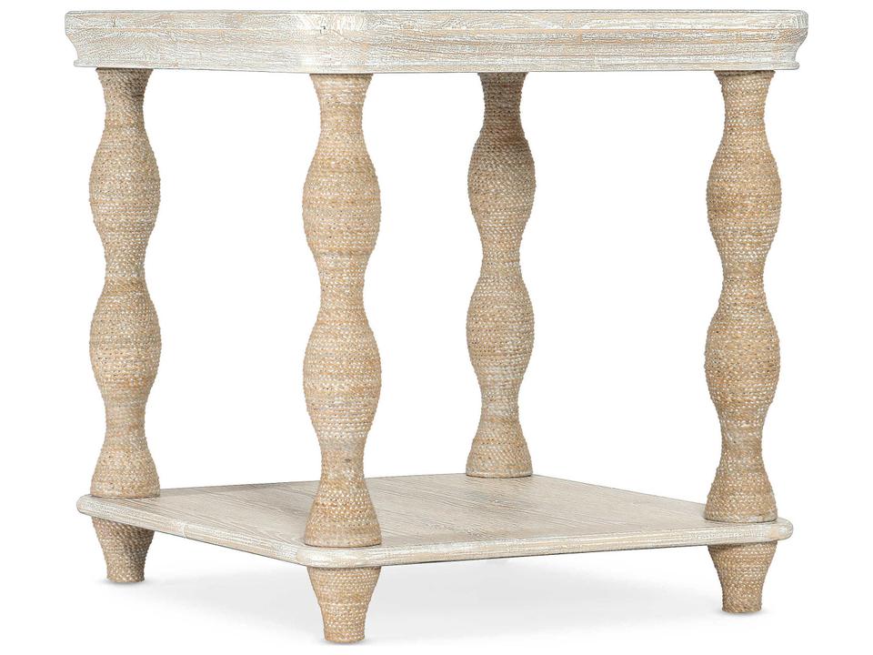 Serenity Bahari Rectangle End Table with Rope Legs and Surf Finish
