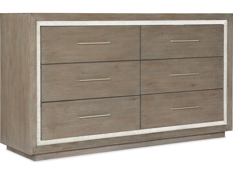 Serenity Mainstay 6-Drawer Double Dresser in Two-Tone Gray Washed Oak