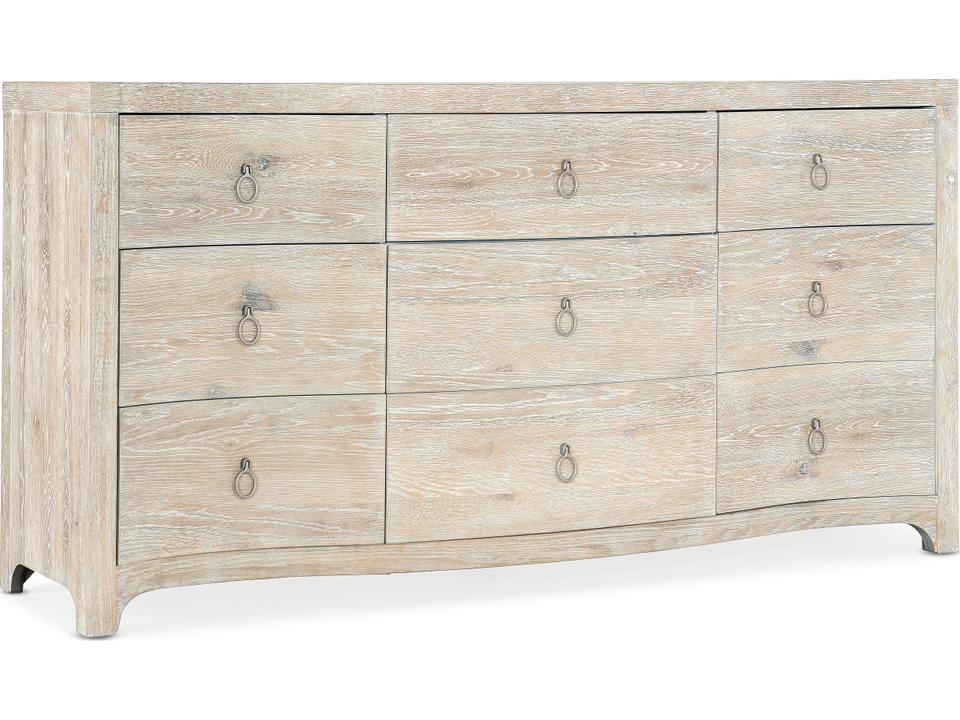 Serenity Harbour Nine Drawer Dresser in Whitewashed Oak