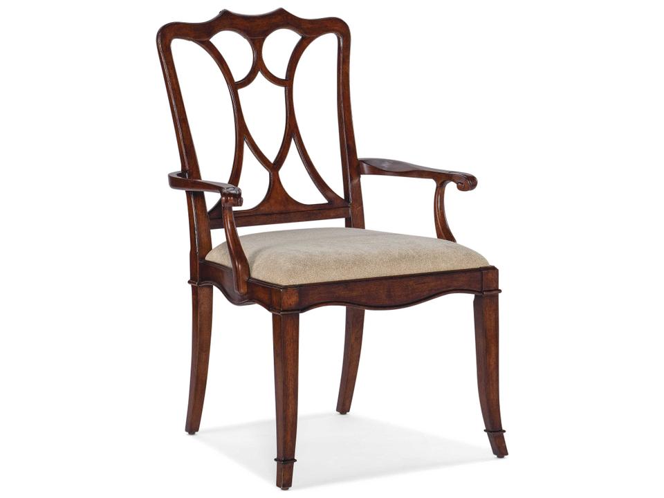 Charleston Cherry Wood Upholstered Arm Dining Chair