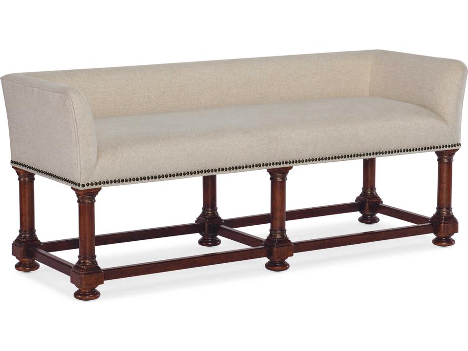 Charleston Chateau Linen Upholstered Accent Bench in Black Cherry