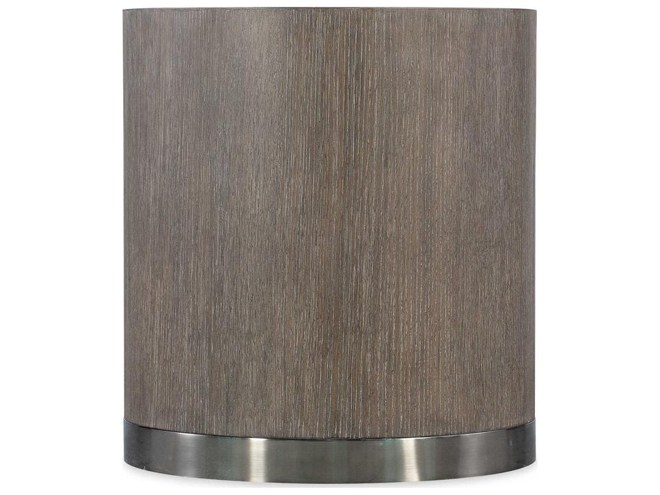 Modern Mood Round End Table in Mink Finish with Pewter Accents