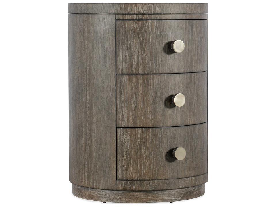 Modern Mood 3-Drawer Round Nightstand in Mink Finish