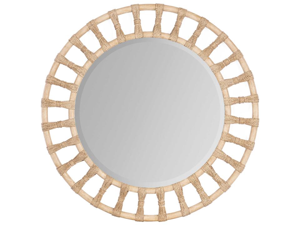 Retreat Pole Rattan Round Wall Mirror in Dune Finish