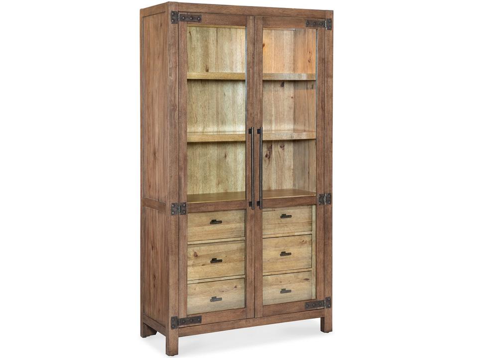 Vineyard Row Oak and Hickory Display Cabinet with Six Drawers
