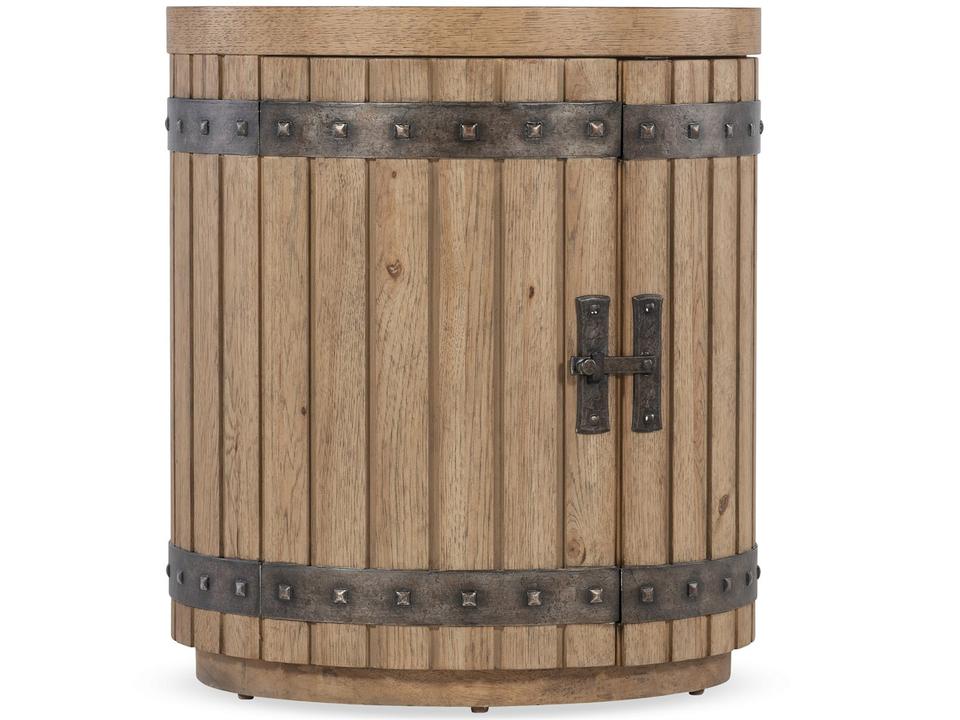 Vineyard Row Round Wood Sonoma End Table with Storage
