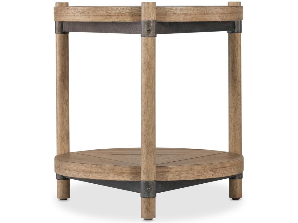 Vineyard Row Round End Table in Sonoma with Metal Accents