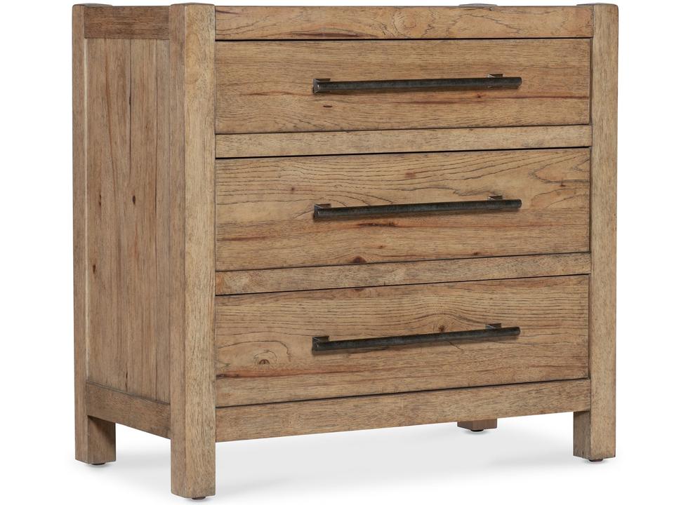 Vineyard Row 3-Drawer Nightstand in Sonoma Brown Oak Wood
