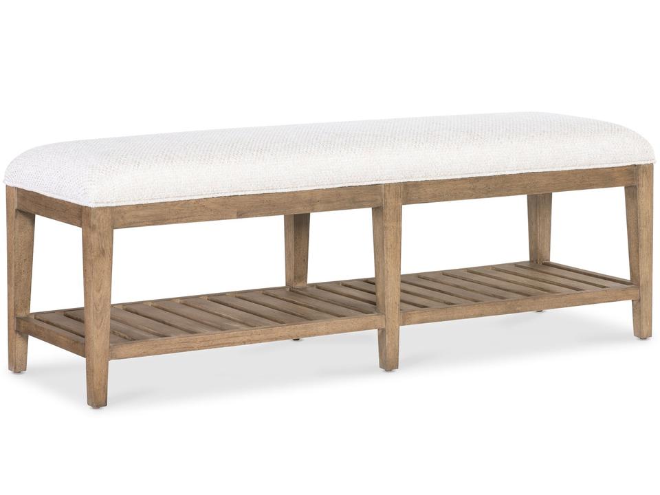 Vineyard Row Upholstered Bed Bench with Slatted Shelf in Sonoma Finish