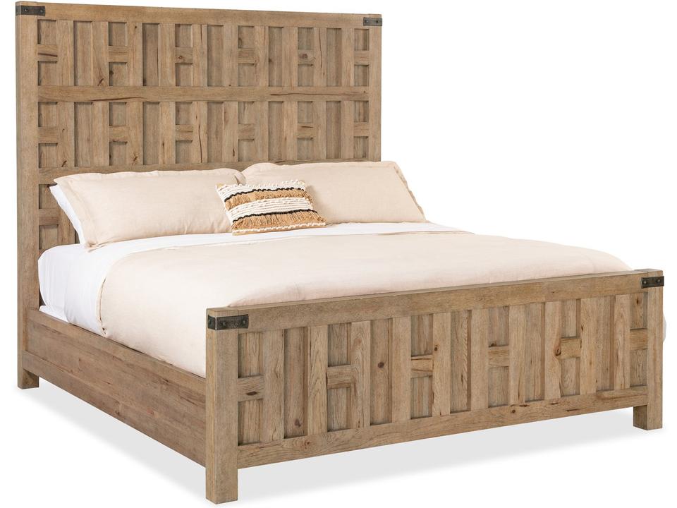 Vineyard Row Queen Panel Platform Bed in Sonoma Brown Wood