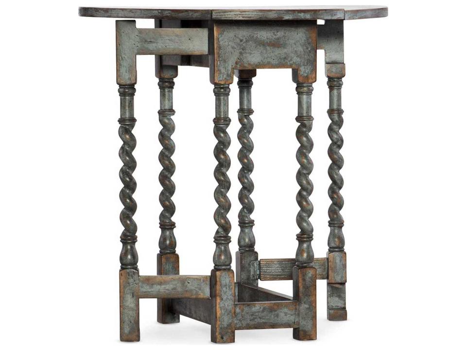 La Grange Prause Gate Leg Round Accent Table in Blue Bonnet