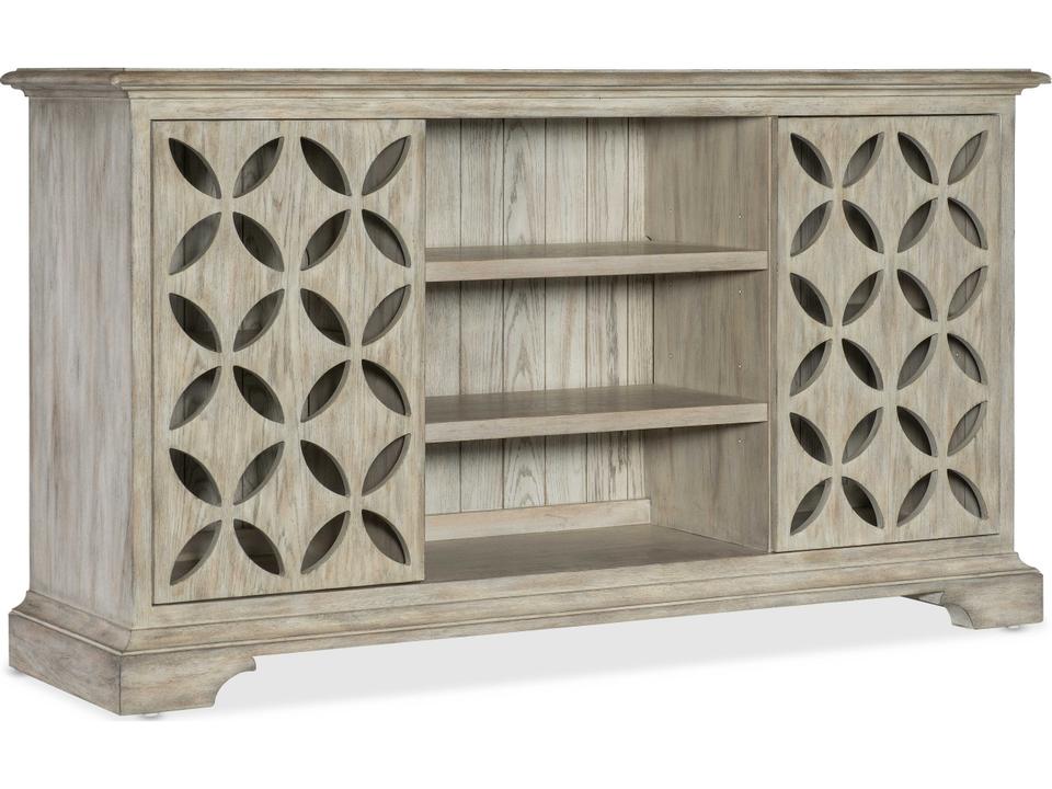 Underhill 68-Inch Oak Wood Entertainment Console in Light Gray