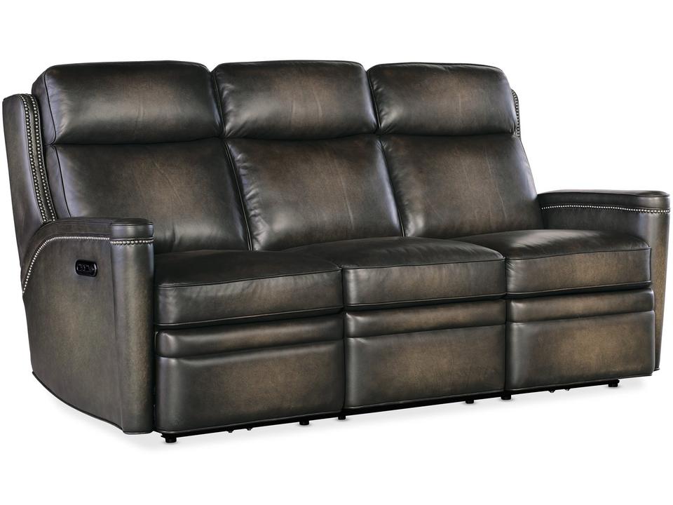 Hamilton Power Reclining Leather Sofa with Power Headrest and USB Port in Gray