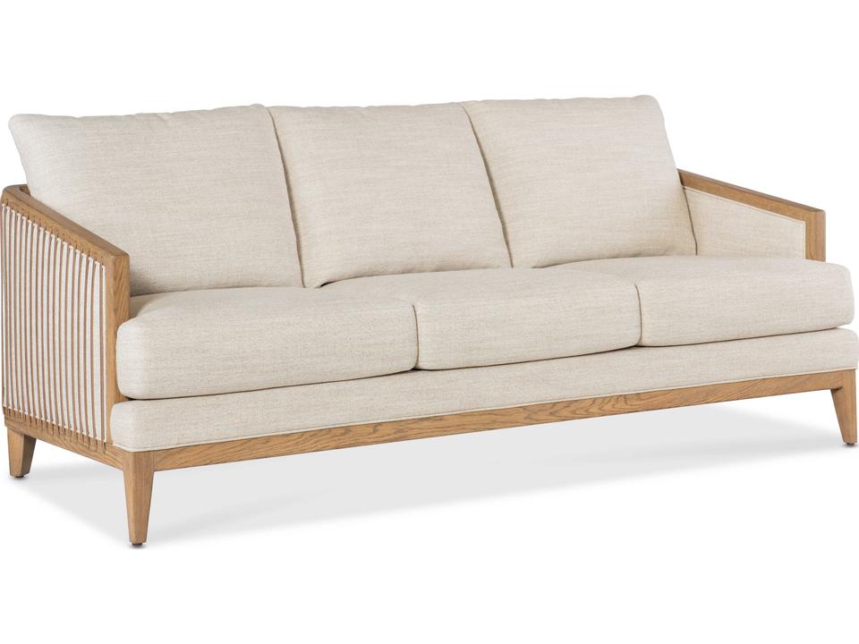 Enveyed 3-Seat Stationary Sofa with Decorative Oak Frame in Cashew Finish
