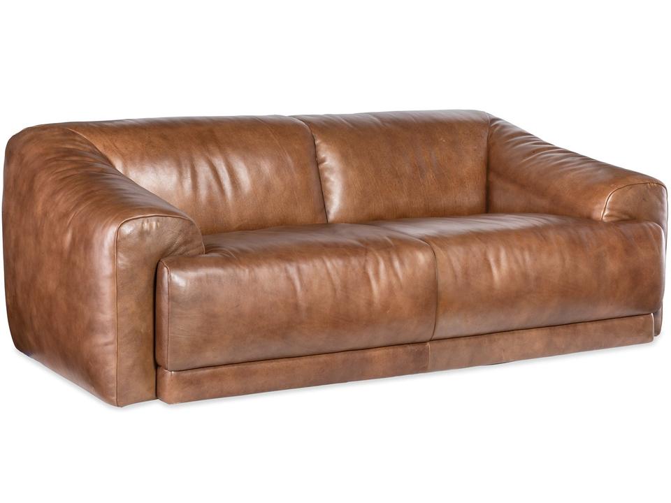Fleetwood 2-Seat Aniline Leather Sofa in Taupe Brown