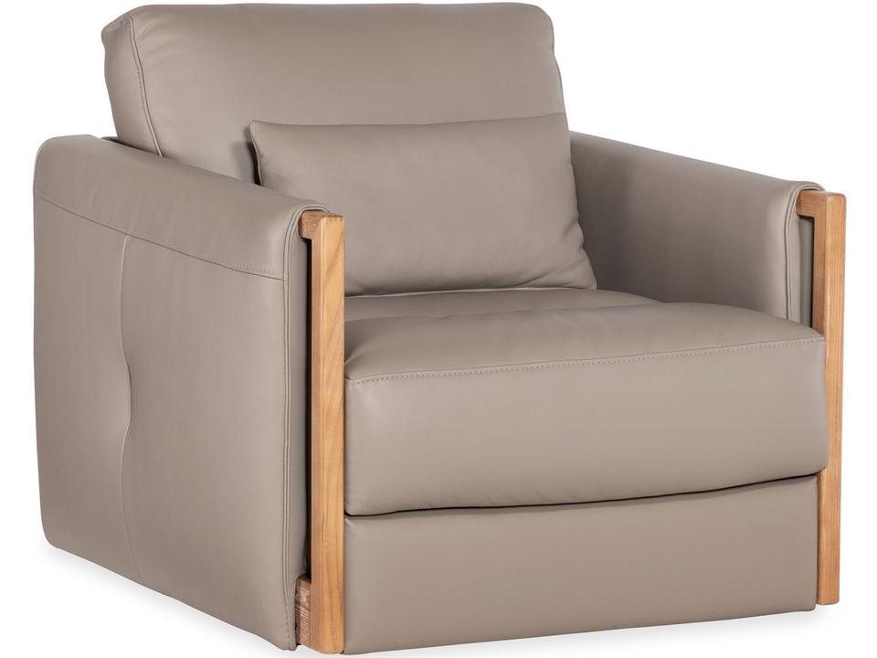 Meridian Swivel Accent Chair in Miami Truffle Gray Leather