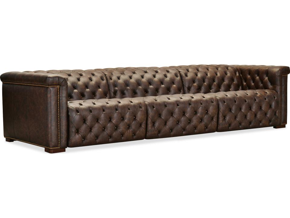 Savion Deux 3-Seat Power Reclining Sofa in West Saddlewood Top Grain Leather