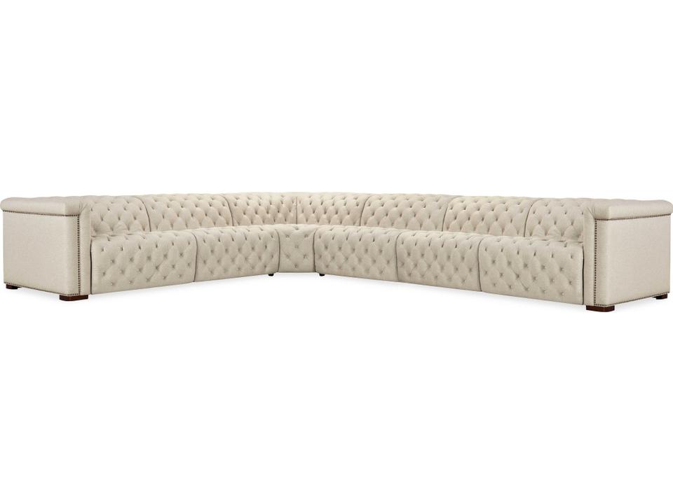Savion Deux 6-Seat Power Reclining Fabric Sectional in Beige