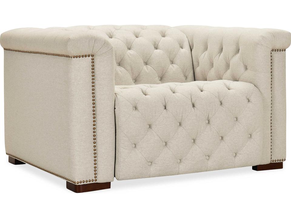 Ss Dark Wood Beige Upholstered Recliner