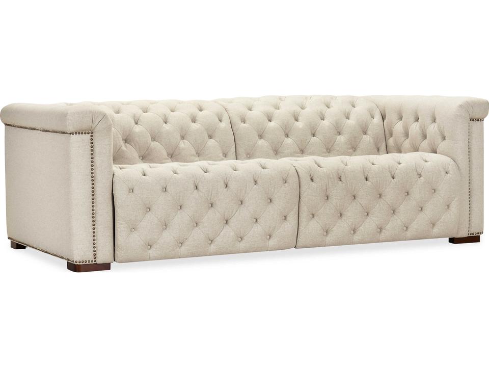 Ss Dark Wood Beige Upholstered Sofa