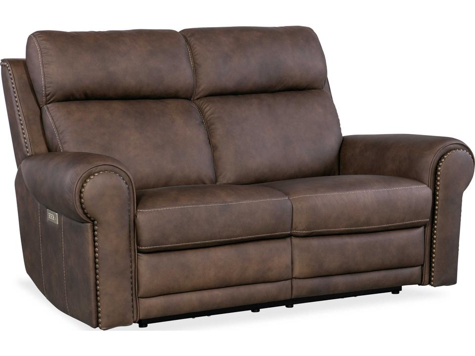 Duncan Power Reclining Leather Loveseat with Power Headrest and Lumbar