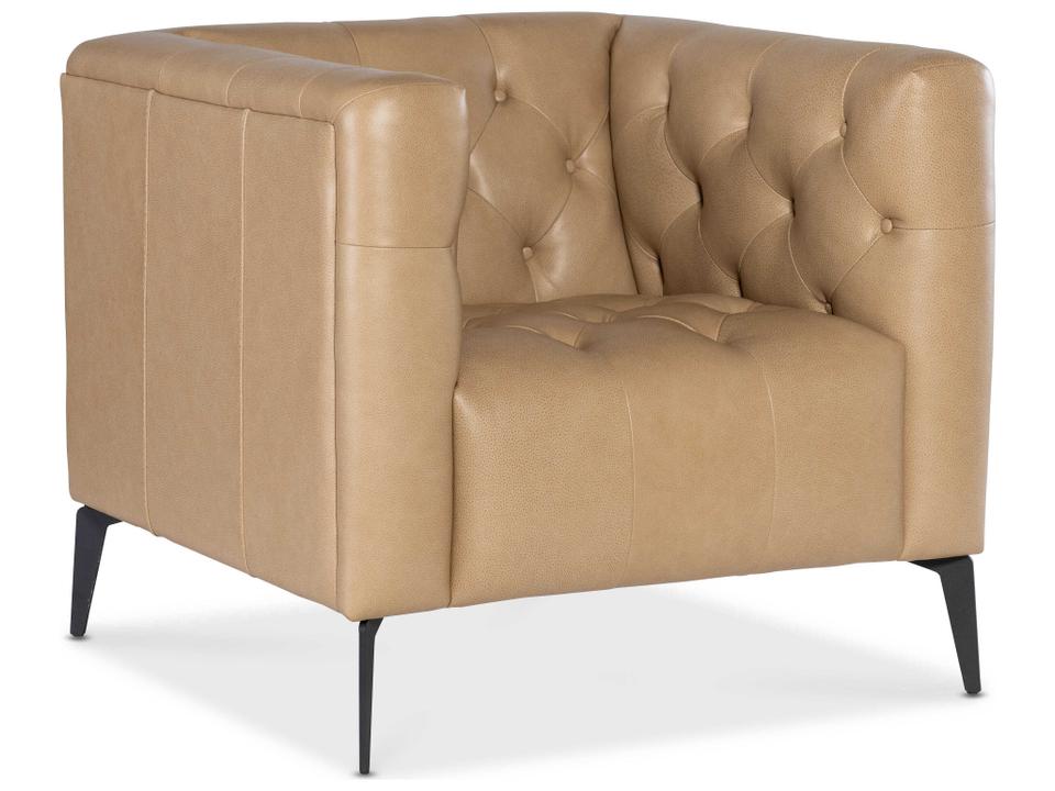 Nicolla Leather Accent Chair with Button Tufting and Metal Legs