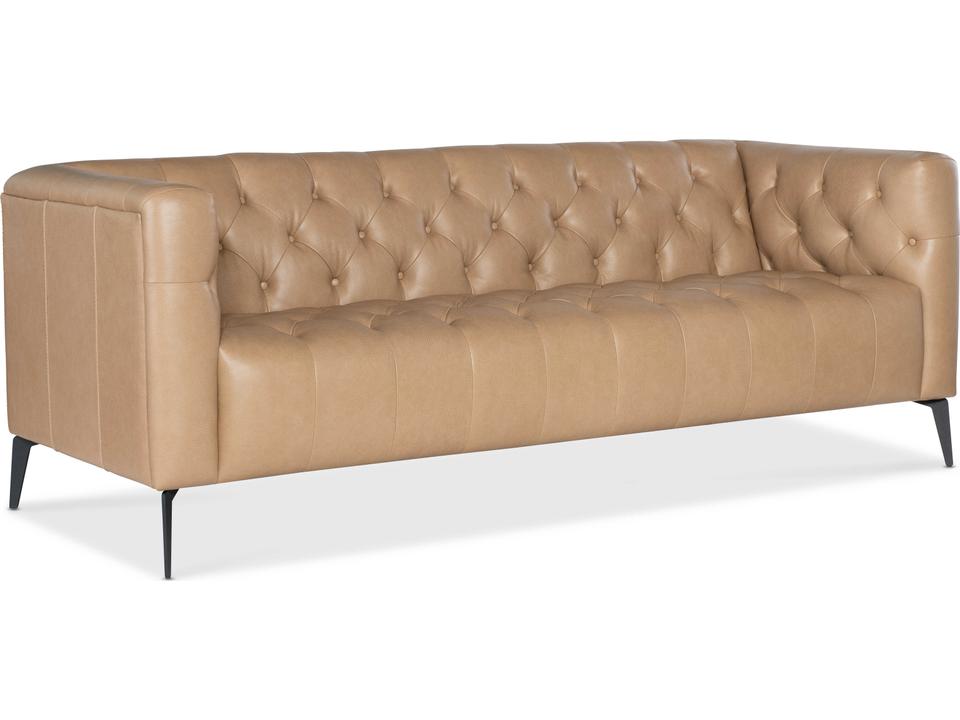 Nicolla 3-Seat Semi-Aniline Leather Sofa in Texas Stone Brown
