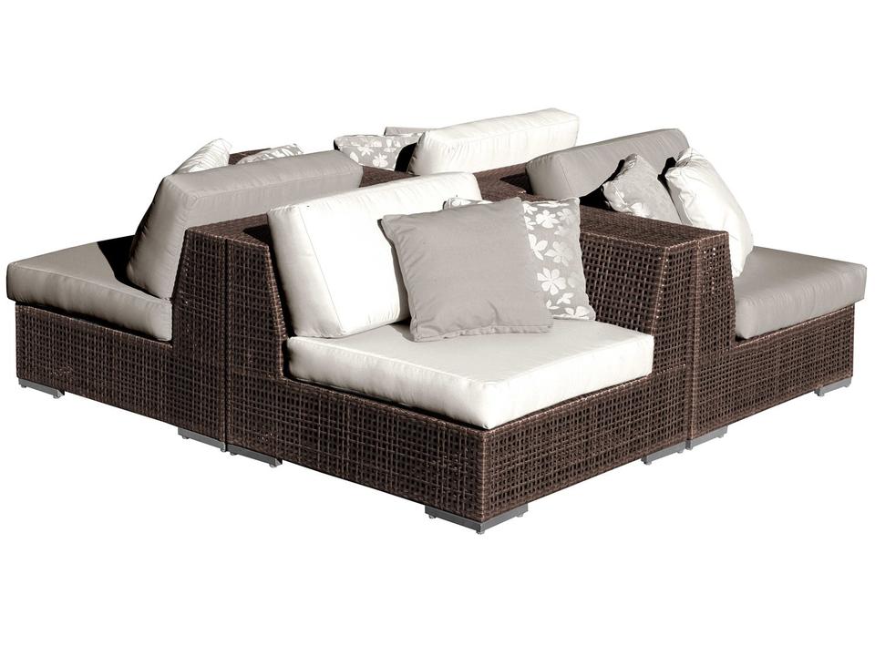 Soho Deep Seating 4 Piece Modular Sectional Lounge Set in Java Brown Wicker