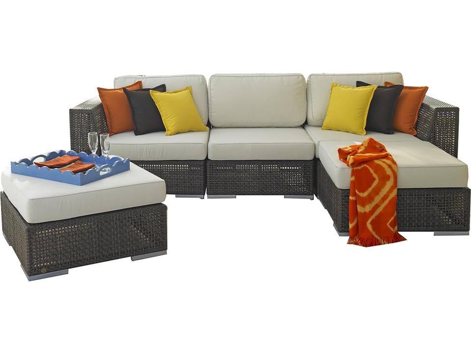Soho Wicker 5 Piece Modular Sectional Sofa Set