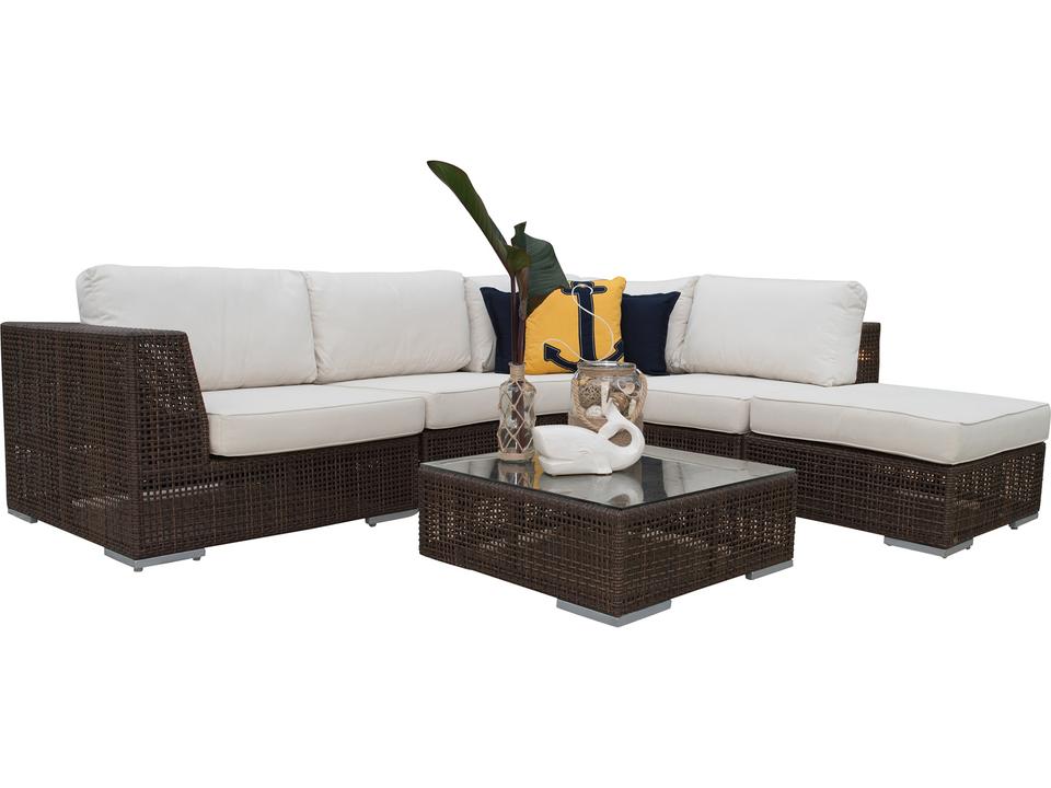 Soho Modular Sectional Lounge Set Java Brown Wicker