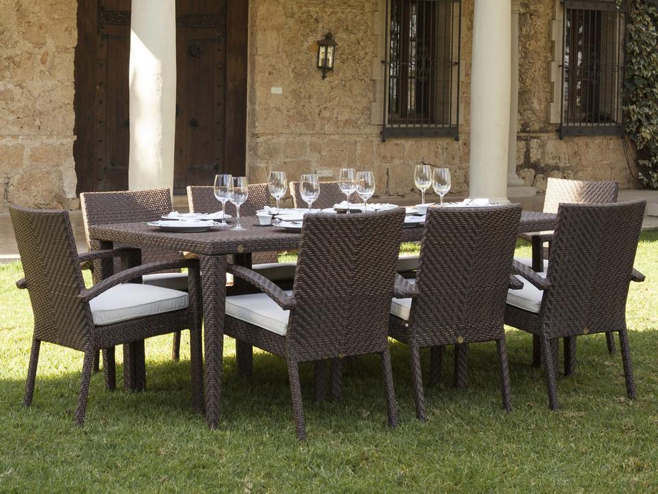 Soho Java Brown Wicker 9 Piece Dining Set with Cushions