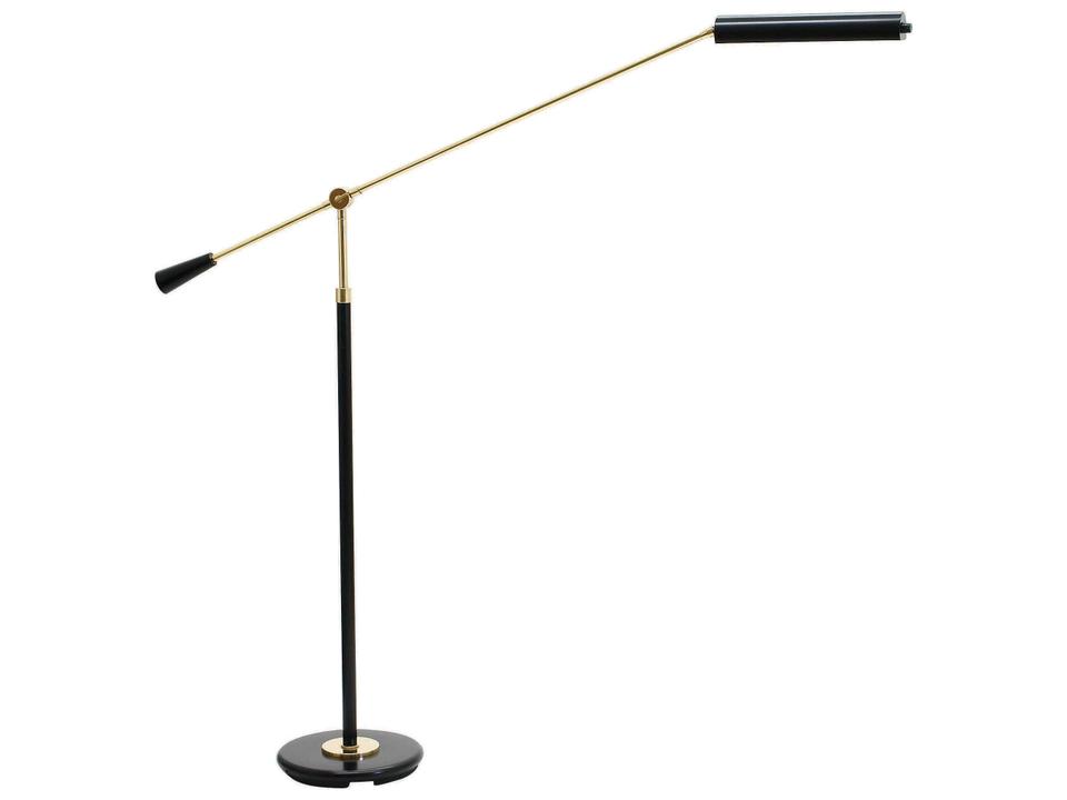 Grand Piano Counter Balance LED Floor Lamp in Black and Polished Brass