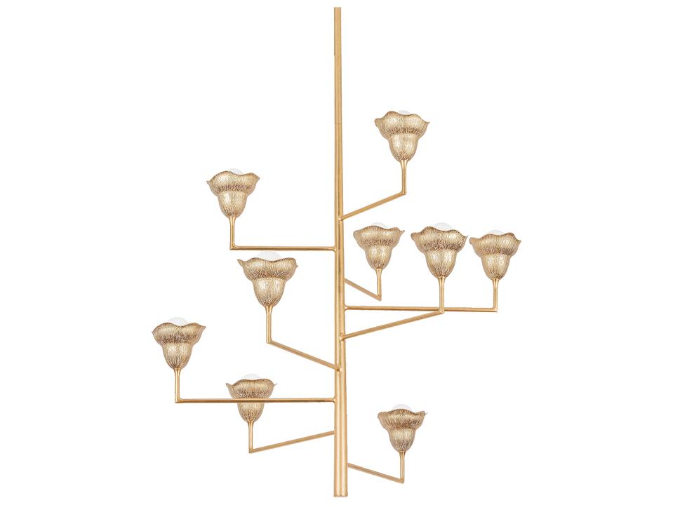 Alora 9-Light Vintage Gold Leaf Gilded Ivory Tiered Chandelier