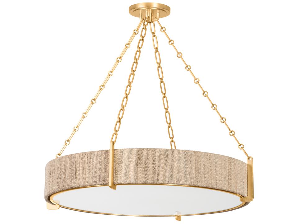 Quebec 6-Light Gold Leaf Wood Candelabra Drum Chandelier