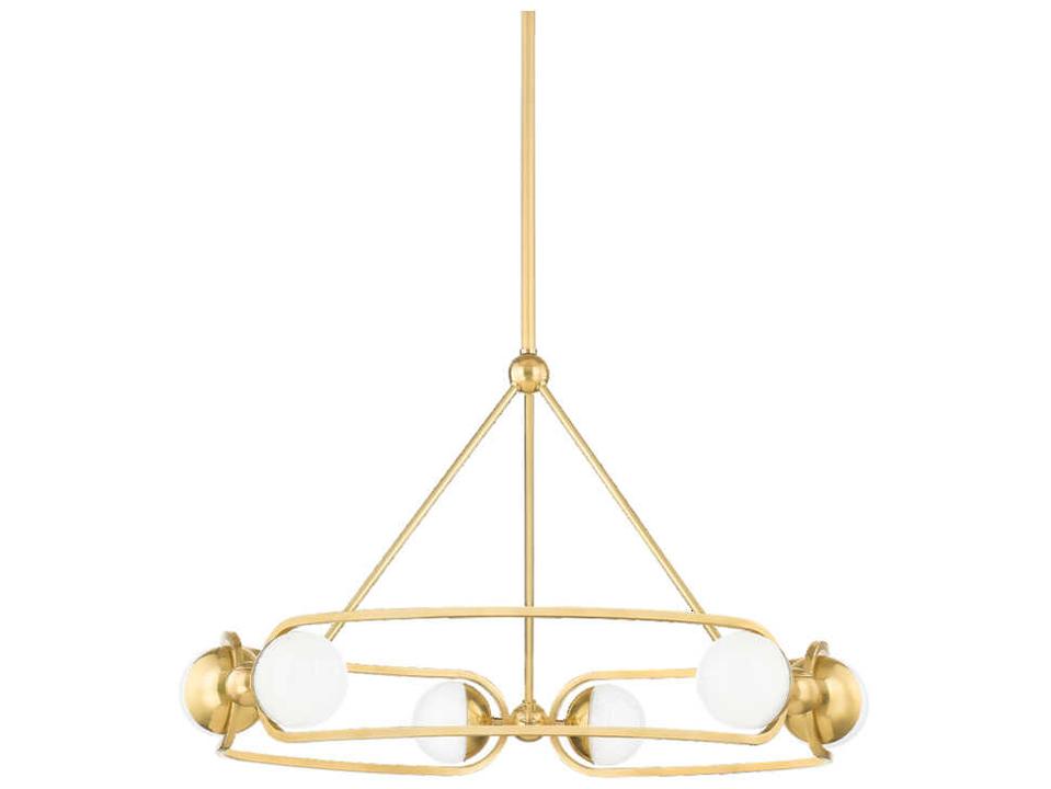 Hartford 6-Light Aged Brass Glass LED Globe Chandelier