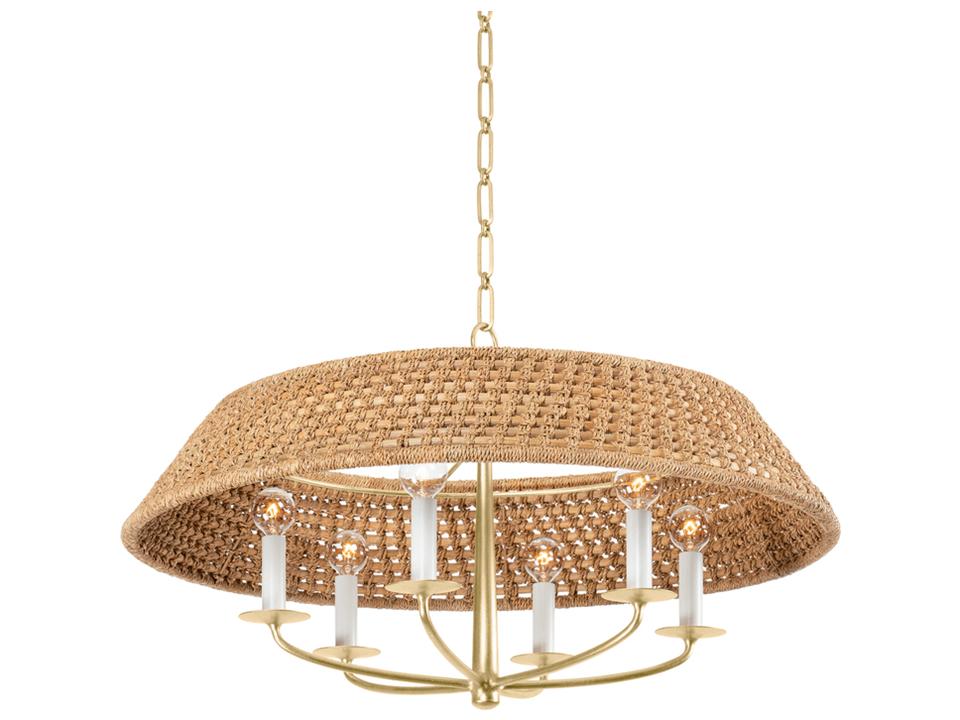 Bradley 6-Light Vintage Gold Leaf Brown Round Chandelier