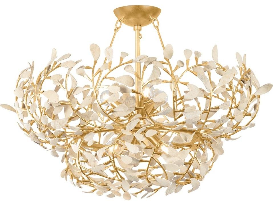 Maybrook 6-Light Vintage Gold Leaf Candelabra Chandelier