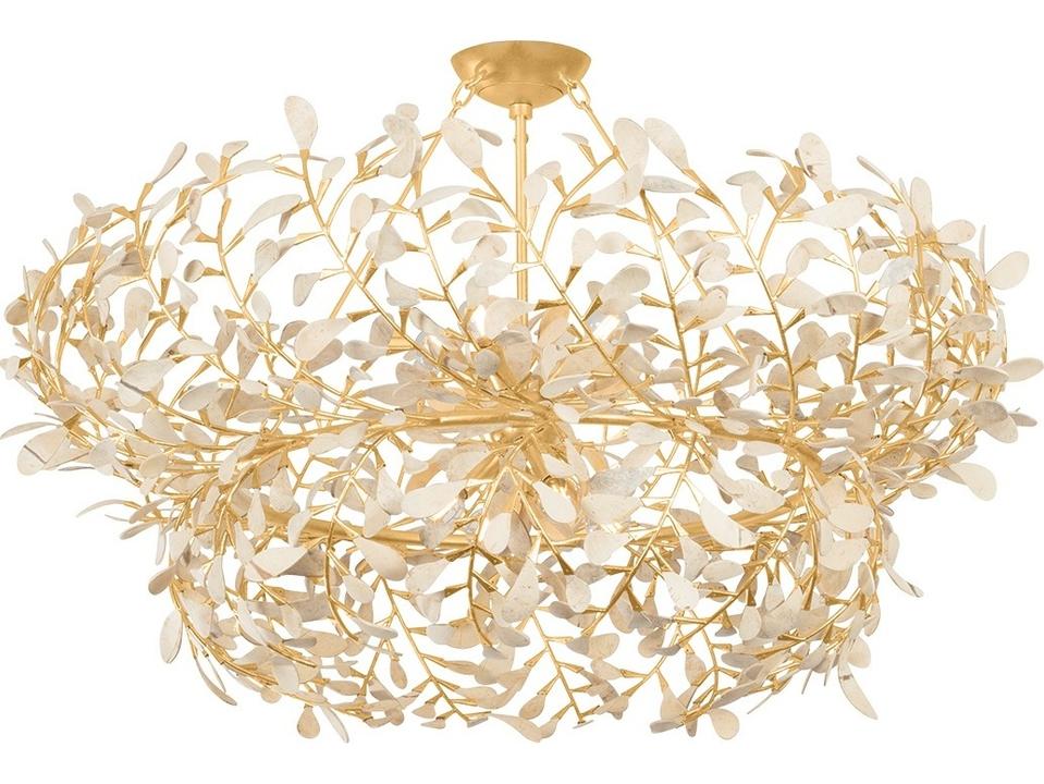 Maybrook 8-Light Vintage Gold Leaf Candelabra Chandelier