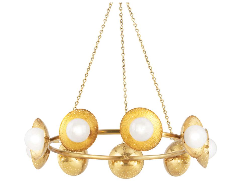 Glimmer 9-Light Aged Brass Glass LED Globe Chandelier