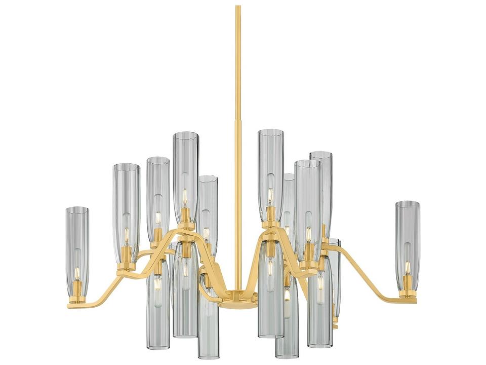 Harpswell 18-Light Aged Brass Cylinder Chandelier