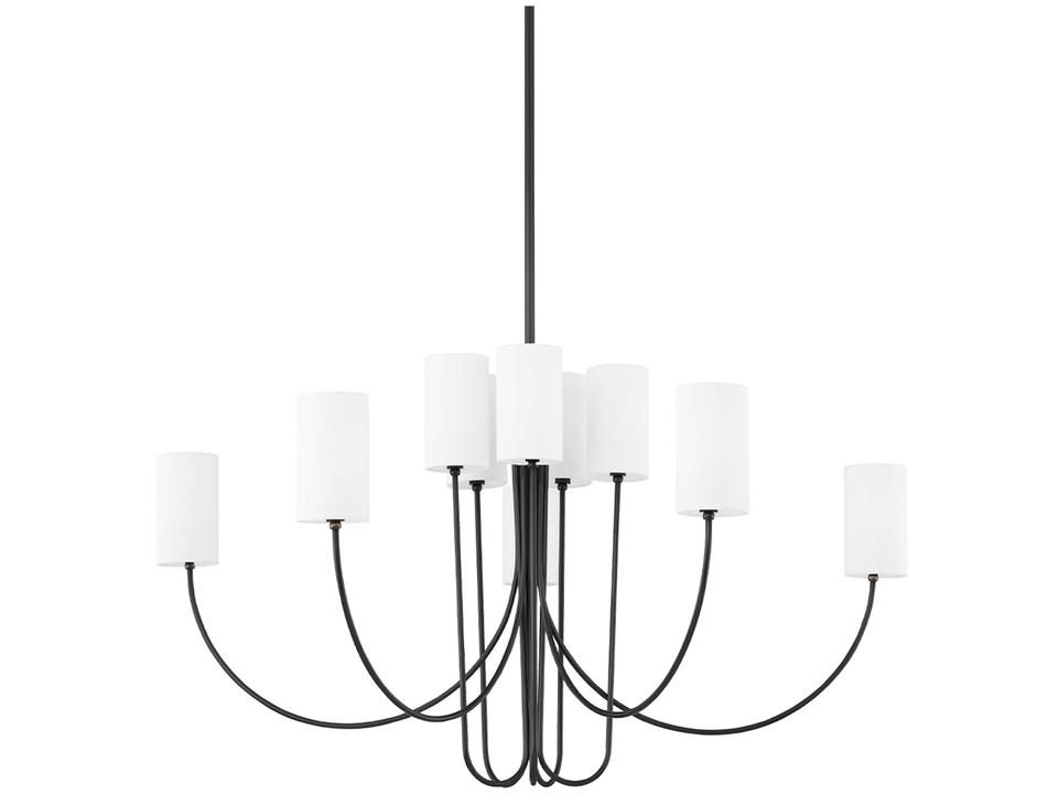 Harlem 10-Light Old Bronze White Cylinder Chandelier