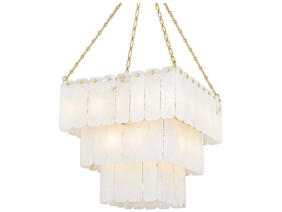 Moissanite 33-Light Aged Brass White Tiered Chandelier