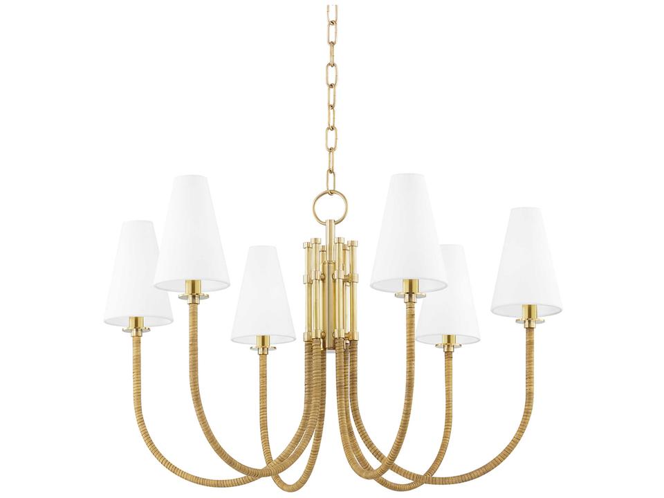 Ripley 6-Light Aged Brass White LED Candelabra Chandelier