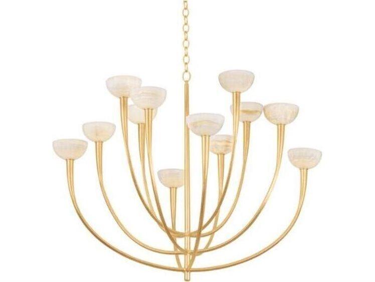 Maywood 12-Light Vintage Gold Leaf Chandelier