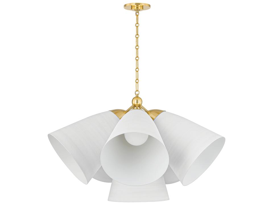 Bronson 5-Light Aged Brass White Plaster Chandelier