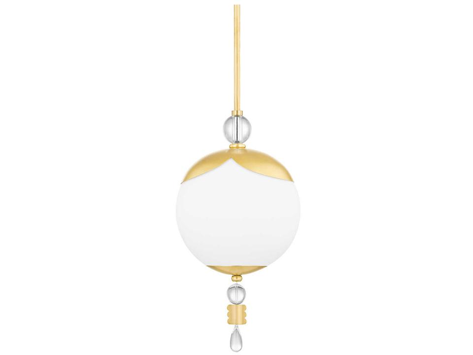 Perla 1-Light Aged Brass Crystal Glass Globe Mini Pendant